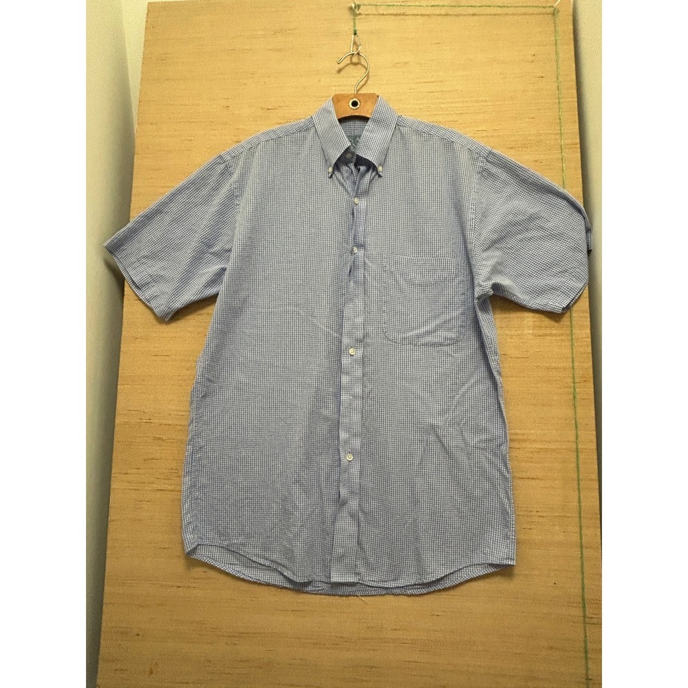 JOS A BANK Cool Gingham Button Down Shirt Men's Size S Short Sleeve Blue White